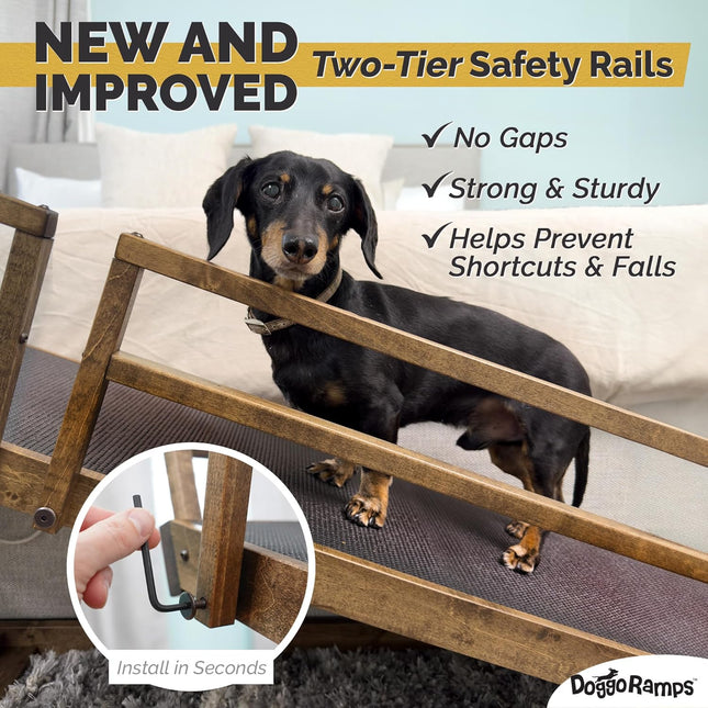 DoggoRamps Dog Ramp for Bed - Adjustable Dog Ramp for High Beds up to 37" Tall w