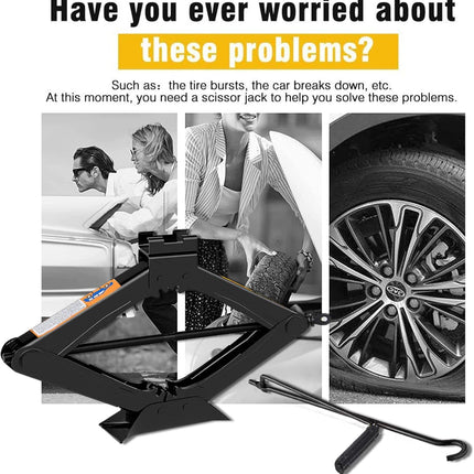 Scissor Jack for Car-3.0Ton(6614lbs) 丨Car Jack Kit-Tire Jack丨Portable,丨deal for