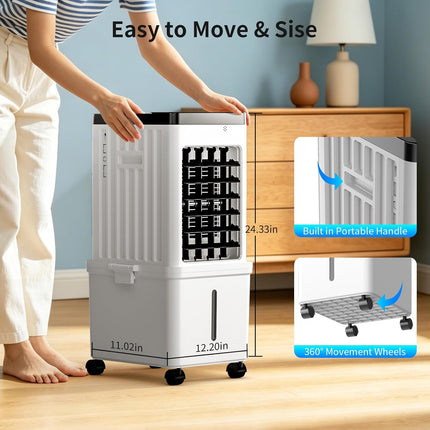 SimerSure 3-in-1 Portable Evaporative Air Cooler with Removable Water Tank, Ice Packs, Timer & Remote Control