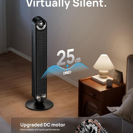 Dreo 42" Smart Tower Fans for Bedroom, Upgrated DC 9 Speeds Floor Fan, 90° Oscil