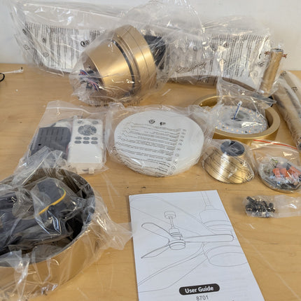 Forrovenco 52 Inch Ceiling Fan with Lights and Remote, White & Gold