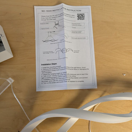 Jaycomey Modern Pendant Light, Dimmable LED Chandelier with Remote Control,Wave