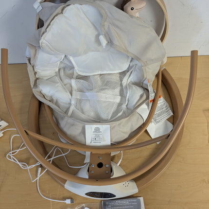 Monamii Bluetooth Baby Swing for Infants, 5 Sway Motions, 10 Melodies, Remote Control & Auto-Rocking, Light Beige
