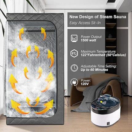 iDOTODO Full Size Home Sauna, Portable Steam Sauna for Home Spa, One Person Fold