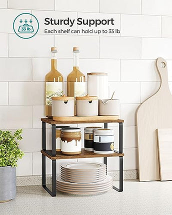 SONGMICS Cabinet Organizer Shelf, Set of 2 Kitchen Counter Shelves, Kitchen Stor