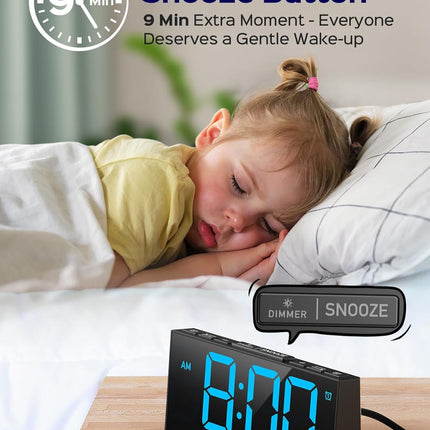 GOLOZA Digital Alarm Clocks for Bedrooms, Digital Clock with 4 Level Brightness