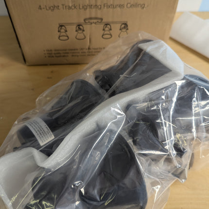 KEESFU 4-Light Track Lighting Kit, Black Semi Flush Mount Ceiling Light