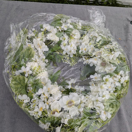 24 Inch Spring Summer Flower Wreath for Front Door, Summer Floral Door Wreath, S