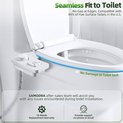 SAMODRA Bidet Attachment Non-Electric Cold Water Bidet Toilet Seat Attachment wi