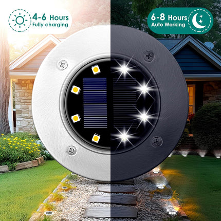 SOLPEX Solar Lights Outdoor Waterproof, 8 Pack Solar Ground Lights