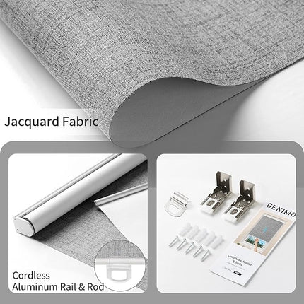 GENIMO 100% Blackout Roller Window Shades, Window Blinds Cordless with Thermal I