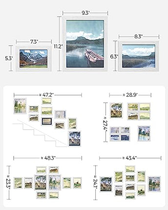 SONGMICS Picture Frames, Collage Picture Frames Set of 10, Two 8x10, Four 5x7, F