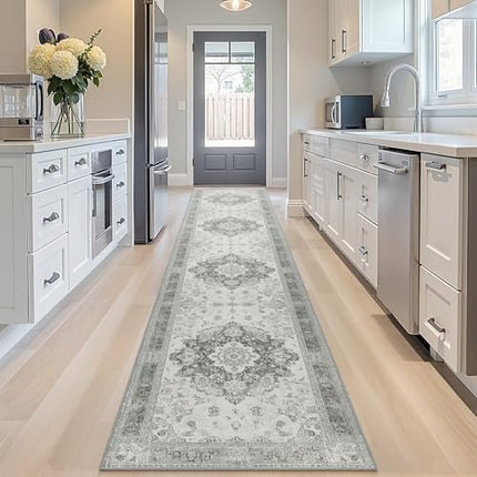 OTAHGK 2x10 Machine Washable Non-Slip Runner Rug - Soft Faux Wool & Polyester, B