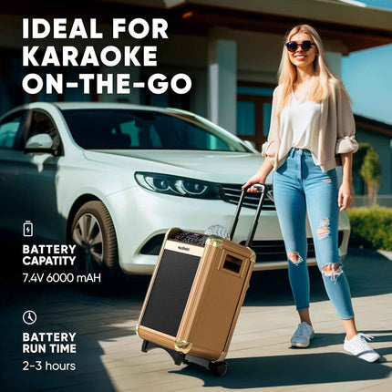 MASINGO Karaoke Machine for Adults and Kids with 2 Bluetooth Wireless Microphone