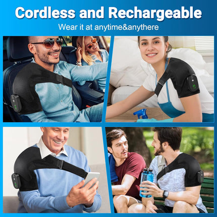 YUANBO Cordless Heated Shoulder Massager, Portable Shoulder Brace Heating Pad wi