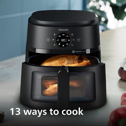 Philips 2000 Series Air Fryer with Window, 6.2L Capacity, 13 Cooking Functions & RapidAir Technology, Black