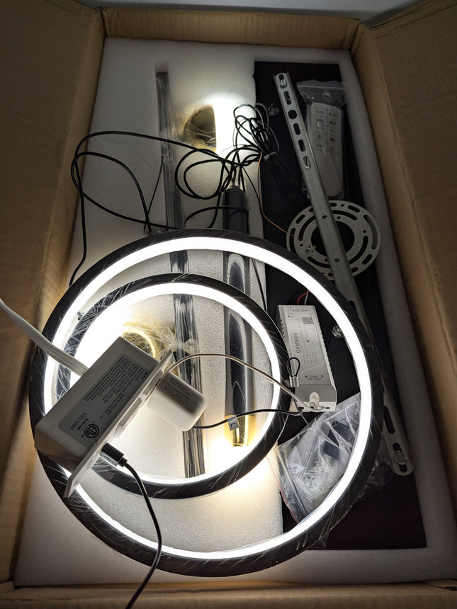 ORANOOR LED Modern Chandeliers for Dining Room, Dimmable Black Gold Chandelier K