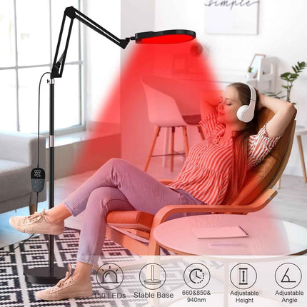 Red Light Lamp for Body, 660&850&940 Infrared Light with Timer, 150LEDS Infrared