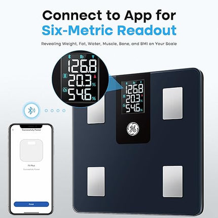 GE Smart Scale for Body Weight Fat Percentage, Digital Bathroom Weight Scales Bl
