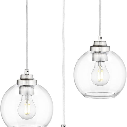 JAZAVA Globe Cluster Pendant Light, 3-Light Hanging Light Fixture with Brushed N