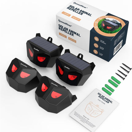 4 Pack Animal Deterrent Devices,Solar Powered Animal Repeller Outdoor with Red L
