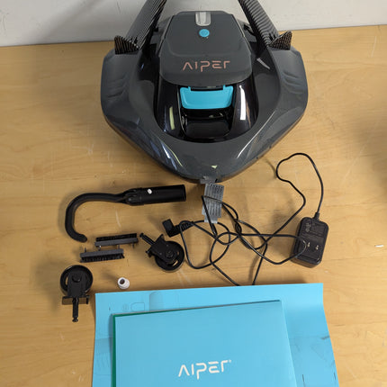 AIPER Seagull SE Cordless Robotic Pool Cleaner, 90 Minute Runtime with Dual Drive Motors, LED Indicators and Self-Parking, Grey