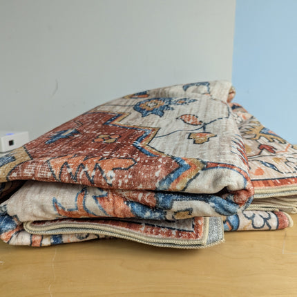 Aopota Washable Area Rug - 8x10, Low Pile, Distressed Boho, Non-Slip, Ultra-Thin