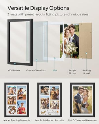 SONGMICS A4 Picture Frames Collage, 4x6 Multi Photo Frame, 8.5x11, 8x12 or 4x4 P