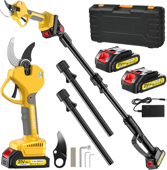 MuatCtarom 2-in-1 Cordless Electric Pruning Shears & 8 ft Pole Pruner, 1000W Brushless with 2 Batteries