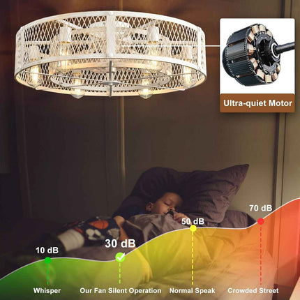 Depuley Flush Mount Ceiling Fan: 26 Inch Low Profile Ceiling Fans with Lights an