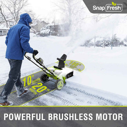 SnapFresh 40V Electric Snow Blower Cordless - 2 x 4.0Ah Battery 20-inch Brushles