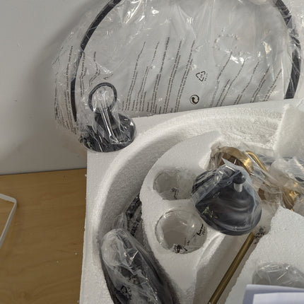 FAULTY Treekee Rustic Chandelier, 17" Black and Gold Finish Glass Cover Luxuriou