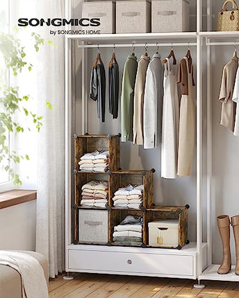 SONGMICS 6 Cube Storage Organizer, DIY Closet Shelf, Plastic Clothes Organizer,