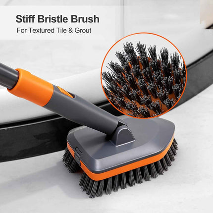 CLEANHOME Tile Tub Scrubber Brush with 3 Different Function Cleaning Heads and 5