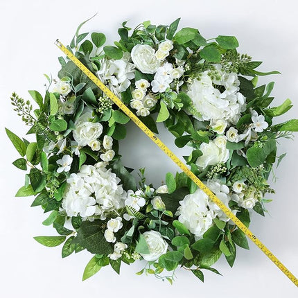24 Inch Spring Summer Flower Wreath for Front Door, Summer Floral Door Wreath, S