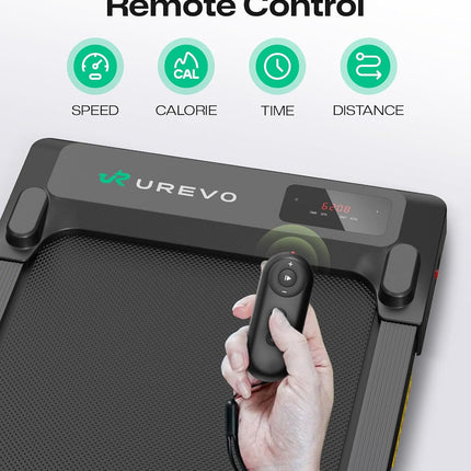 UREVO 2-in-1 Under Desk Walking Pad Treadmill, 4 MPH with 2.5 HP 40 dB Quiet Motor & App Control, 265 lb