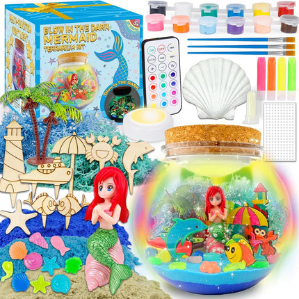 Glow in The Dark Terrarium Crafts Kit for Kids (Mermaid Terrarium)