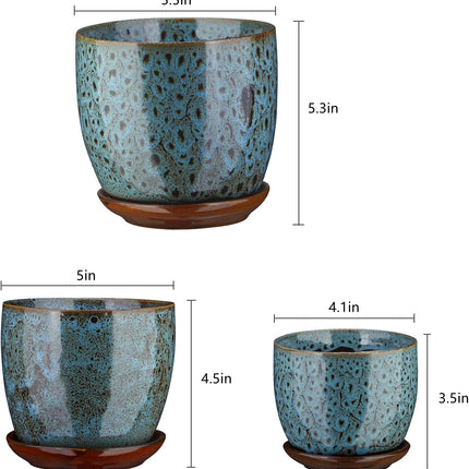 ETGLCOZY Ceramic Planter Pot with Drainage Hole and Saucer, 5.5/5/4.1 inch Flowe