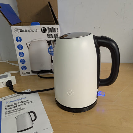 Westinghouse 1.7L Electric Steel Kettle - Matte White, Durable Steel Body Constr