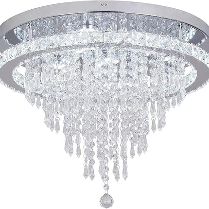 Deckrico Crystal Chandelier Modern LED Ceiling Lamp Flush Mount Lighting Fixture