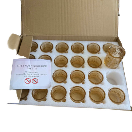 24 pack beaded small glass set amber