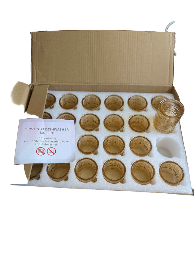 24 pack beaded small glass set amber