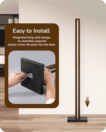 EDISHINE Wooden LED Corner Floor Lamp with Remote, Minimalist Dimmable Atmospher