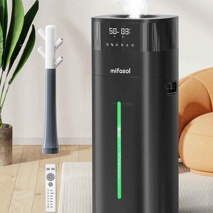 Humidifier Large Room, 5.3Gal/20L Cool and Warm Mist Humidifiers for Bedroom 2000 sq ft, Humidificateur for Whole House Home Plants, Top Fill Humidifiers with Diffuser & Extended Tube, Black