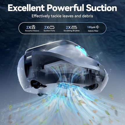 Pondee X1 Robotic Pool Vacuum, Cordless Pool Cleaner with 120 Mins Runtime, Auto