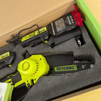 Devenbo 6 Inch Cordless Mini Chainsaw, Handheld Electric Saw