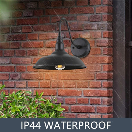 GOALPLUS Black Barn Lights Outdoor for Farmhouse, 10 Inch Dome Exterior Goosenec