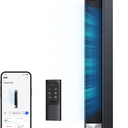 Dreo 42" Smart Tower Fans for Bedroom, Upgrated DC 9 Speeds Floor Fan, 90° Oscil