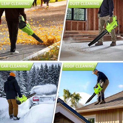 GREENER 21V Leaf Blower Cordless - 600CFM/160MPH Turbo Mode Electric Leaf Blower