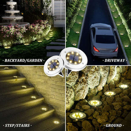 SOLPEX Solar Lights Outdoor Waterproof, 8 Pack Solar Ground Lights